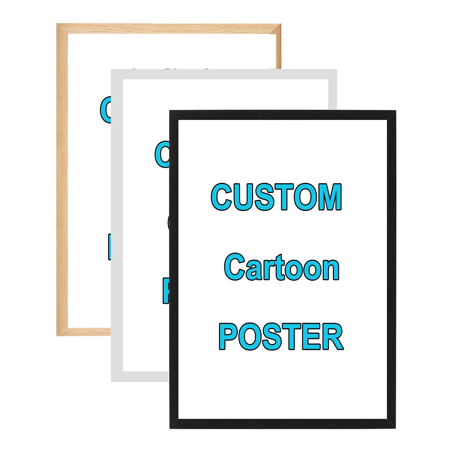 Personalisierte Anpassung Cartoon-Stil Leinwanddruck plus Fotorahmen, Porträt-Fotokunstdruck Home Decor Geschenkrahmen