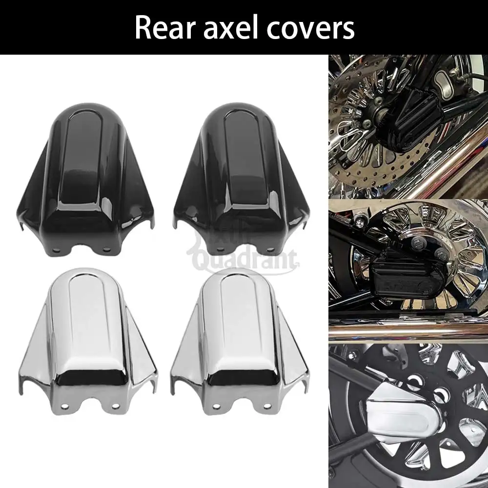 Motorcycle Black Chrome 1 Pair Rear axel Covers and Necessary Mounting Hardwares Accessory For Harley Softail models 2008-later