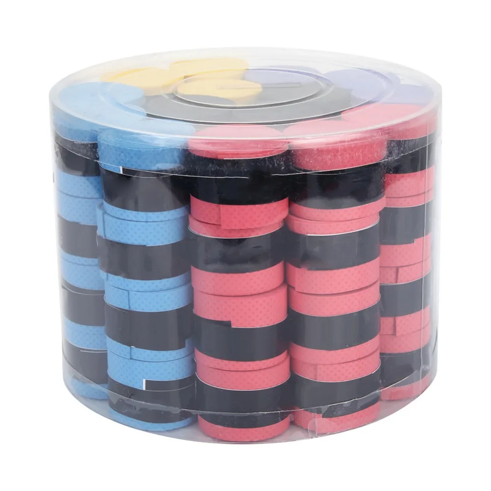 60PCS Anti Slip Badminton Grip Tape Sweat Absorbent Soft Tennis Grip Wrap Colorful Shock Absorbent Racquet Handle Tape