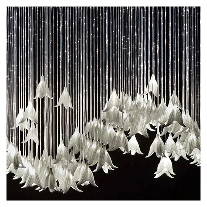 custom art acrylic petal-shaped long chandelier is suitable for the Exhibition Hall Hotel Club