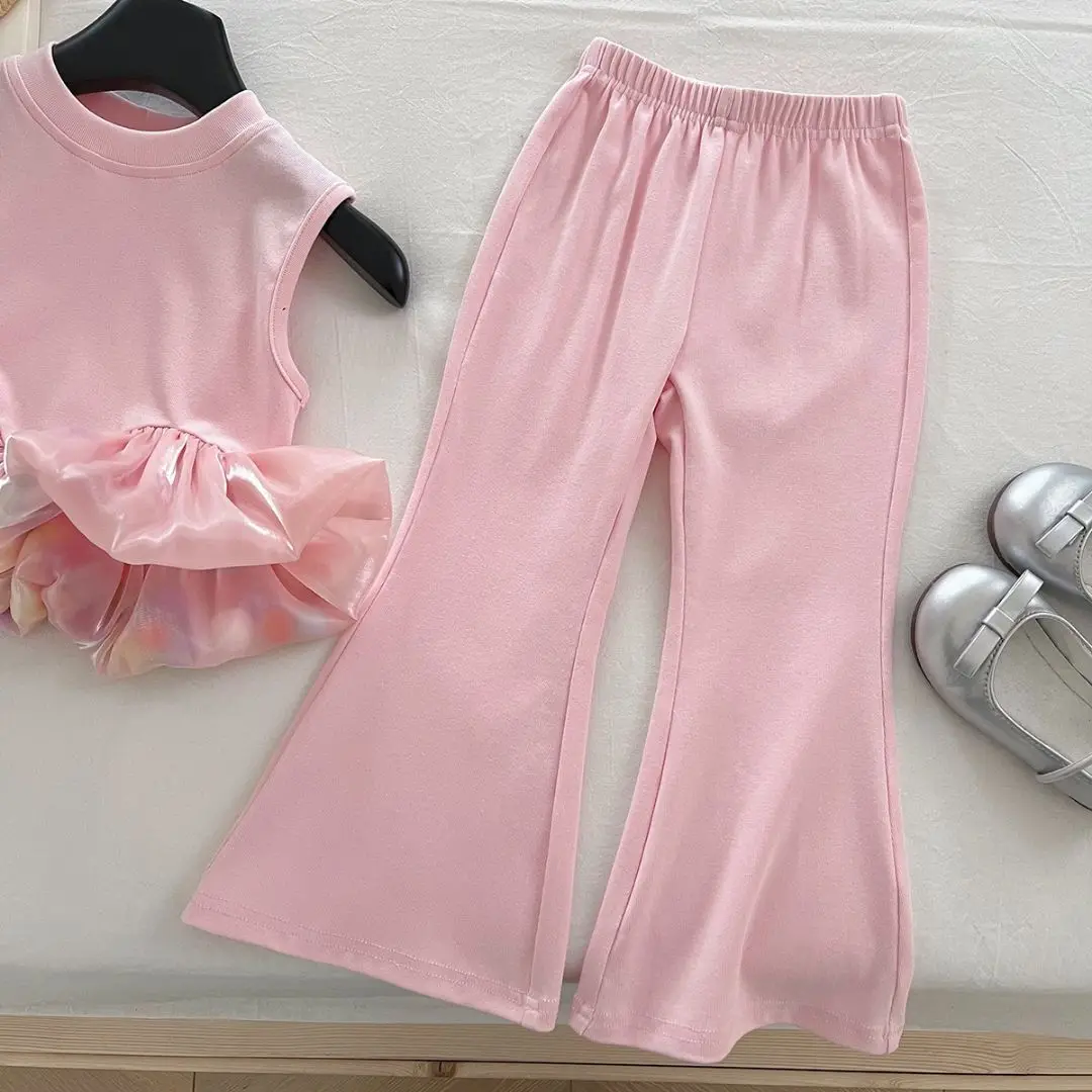Fashion Children's Two Piece SetGirls Summer Set New Girl Baby Western Style Little Girl Sling  Kids Outfits