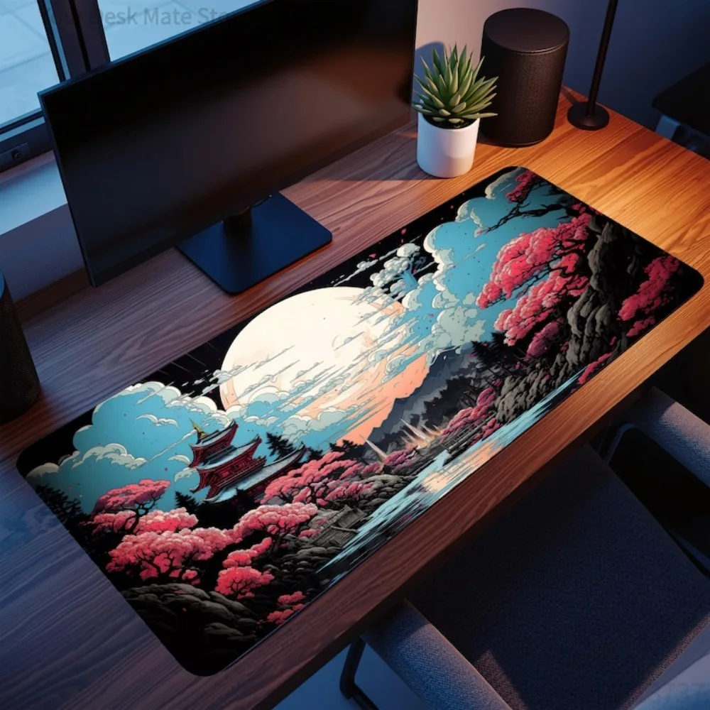Japanese Art Gaming Mouse Pad: Spill-Resistant Desk Mat teclado mecânico escritorio accesorios decoração setup gamer