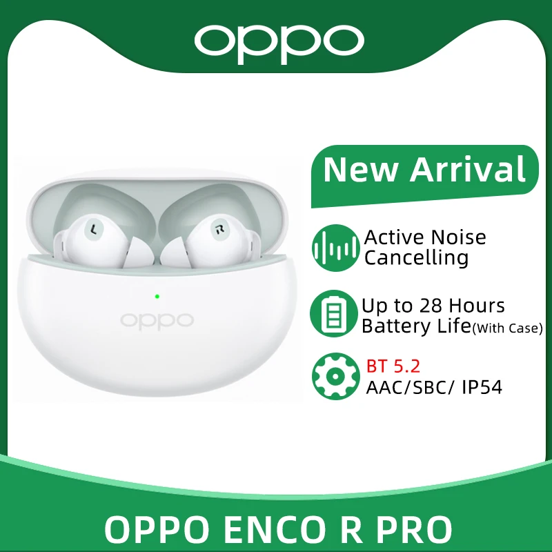 

OPPO ENCO R Pro TWS Earphone Bluetooth 5.2 Active Noise Cancelling 2 Mic Wireless Headphone 28 Hours Battery Life For Reno 9 Pro