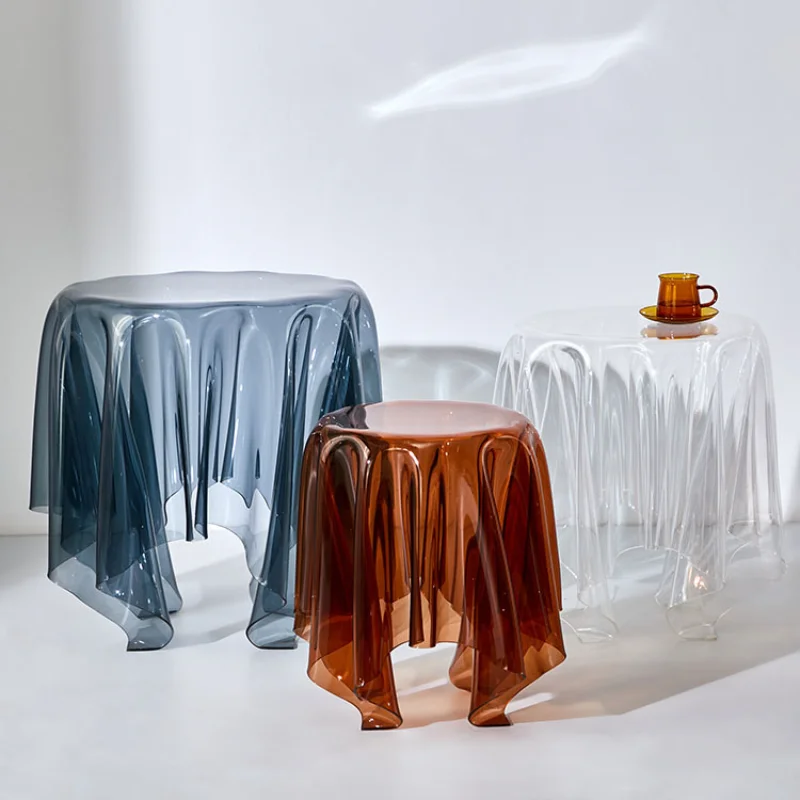 Estilo nórdico acrílico magia criativa simples mesa de café transparente redonda irregular sala estar clube mesa de centro