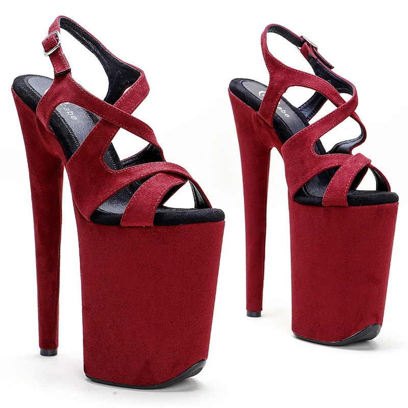 Leecabe  23CM/9inches suede  Upper sexy exoticHigh Heel  platform party sandals stripper heel  Pole Dance shoes