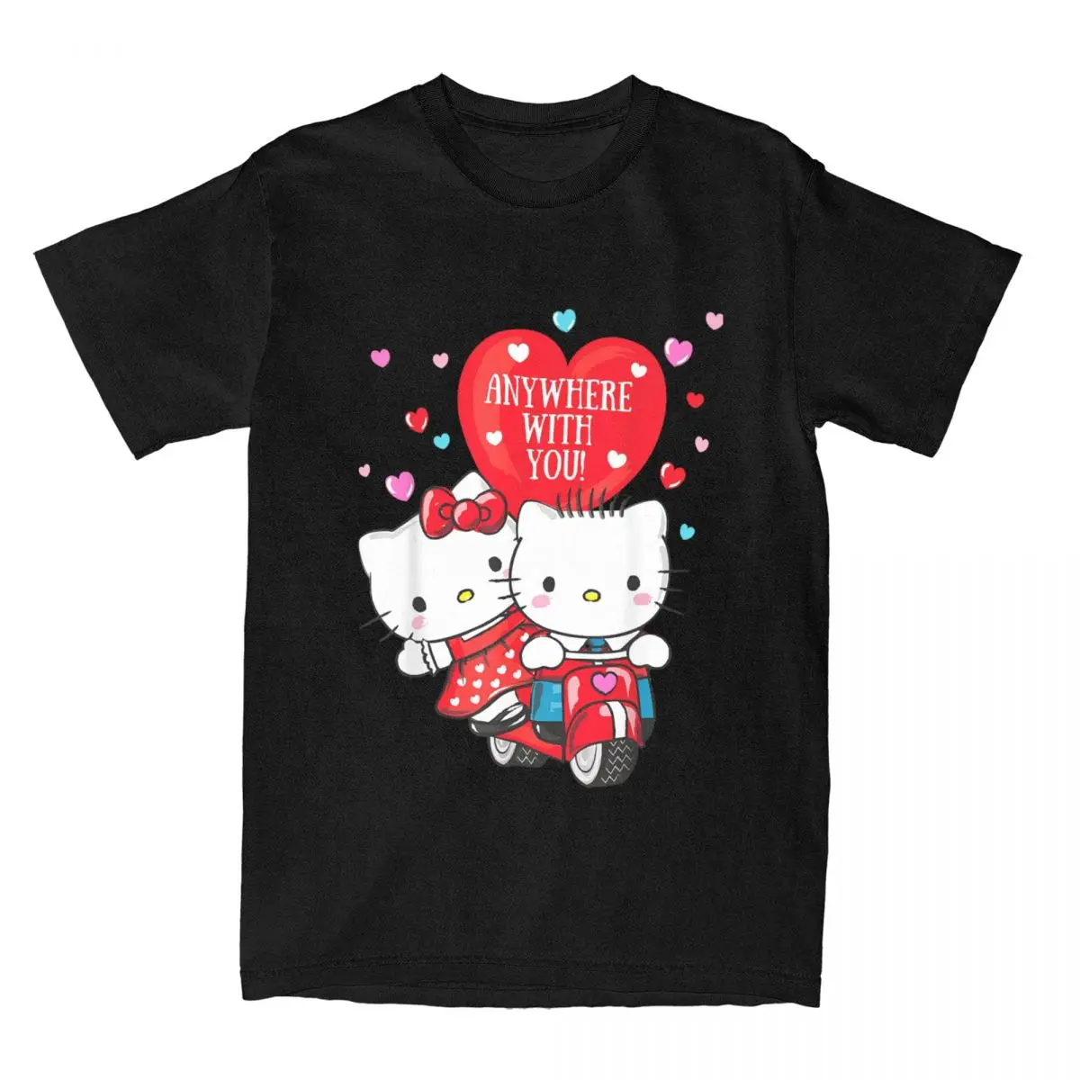 Hello Kitty And Dear Daniel Valentine T Shirt Harajuku Streetwear Men Women Vintage Short Sleeve Oversized Cotton Unisex Tops