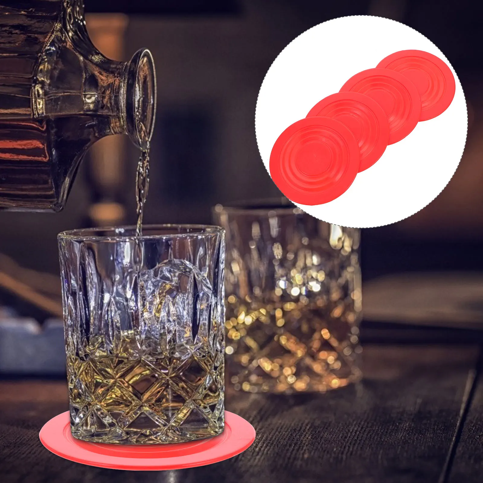 

4Pcs Round Silicone Non Waterproof Drink for Home Kitchen Living Room Tea Cup Mats