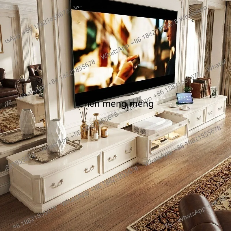

American pure solid wood laser TV cabinet combination 3 meters 3.2/3 4/3.6 wide living room floor locker