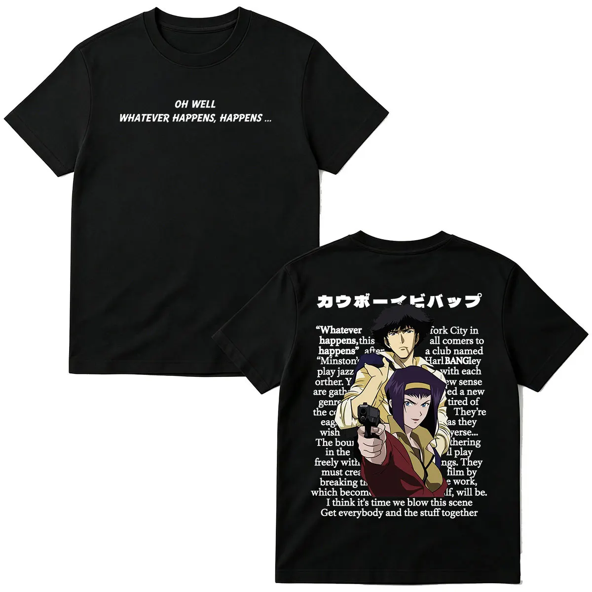 Japan Anime Cowboy Bebop Spike Spiegel Faye Valentine T Shirts Men's Women Clothing Fashion Short Sleeve Oversized T-shirts Tops