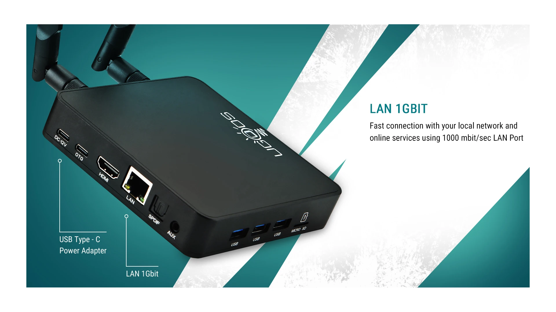 UGOOS AM9 Pro 스마트 TV 박스 Amlogic S905X5-J 안드로이드 14 4GB LPDDR5 64GB eMMC WiFi BT5.3 돌비 비전 HDR 미디어 플레이어