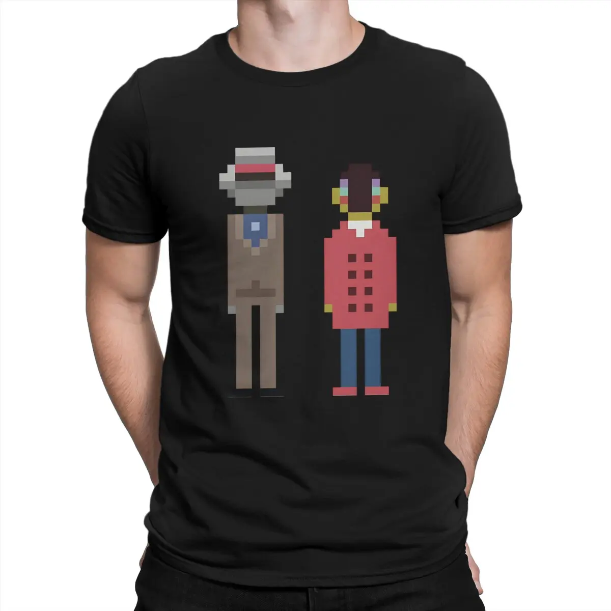 Men's T-Shirts Pixels Hipster Tees Short Sleeve Daft Punk T Shirts Crew Neck Clothing Adult