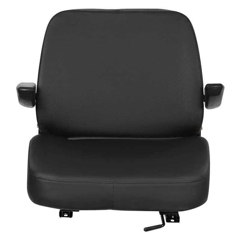 Forklift Seat with Armrest Universal Driver Side Tractor Seat Black Capacity 100kg Adjustable Bulldozer Lawnmower Seat