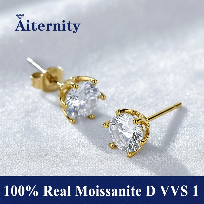 

Серьги-гвоздики 1 карат GRA с муассанитом, женские серьги с бриллиантами, серьги-гвоздики из стерлингового серебра 925 пробы для женщин, сверкающие свадебные украшения