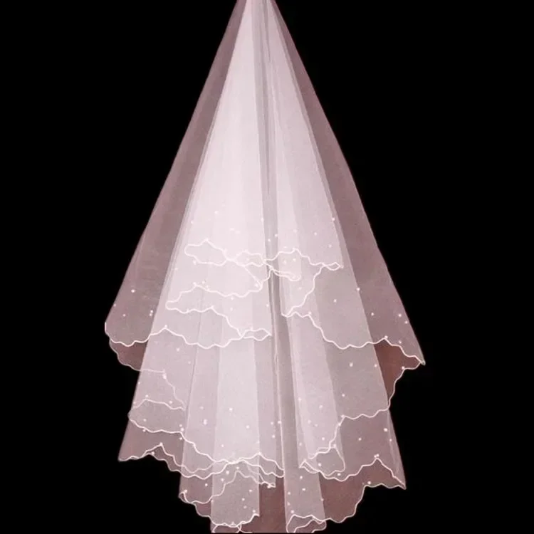 

White Ivory Wedding Veil with Pearls Accessories For Brides Gown 2025