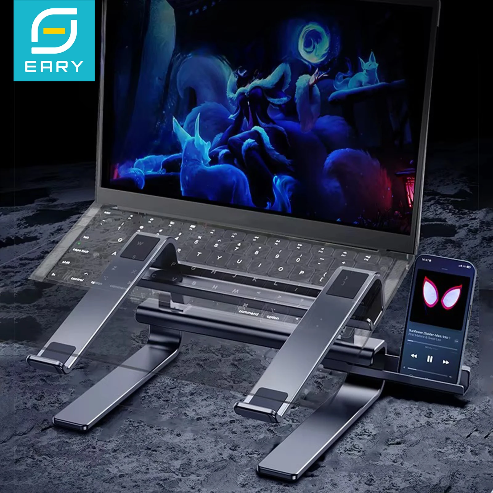 Eary Aluminum Laptop Stand for Desk With Height Adjustable Riser Ergonomic Universal For Notebook Macbook Lenovo Computer Holder