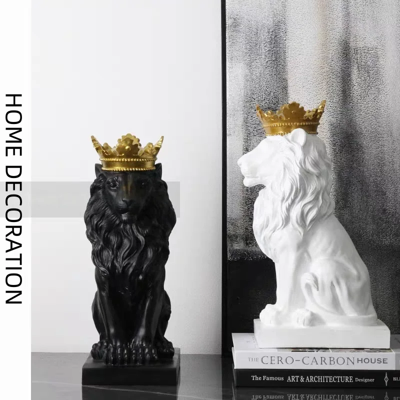 

Lion animal statue resin crown lion statue handmade artwork gift home office decoration living room desk home decoration