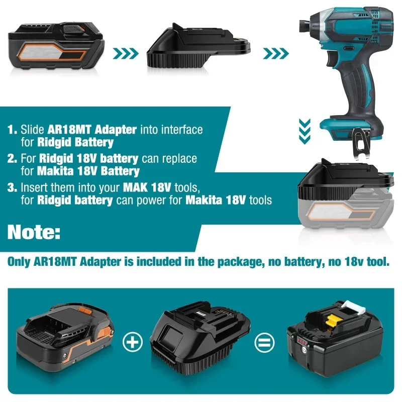 AR18MT Ridgid Battery Adapter for AEG 18V Lithium-Ion Battery Convertible To for Makita 18V Battery Power Tool  for Makita Tools