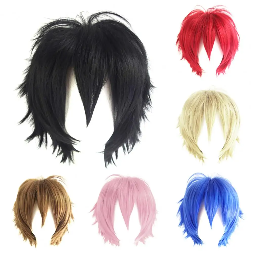 Synthetic Wig Cosplay Wig Men's Cosplay Wigs Anime Wig Set Cosplay Upturned Short Hair Women Party Hairpiece