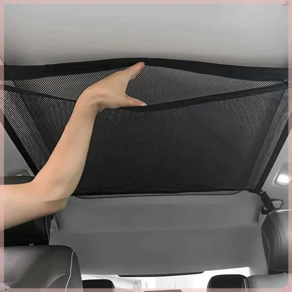 Car Roof Storage Organizer Net Pocket Ceiling Cargo Mesh Bag for Kids Accessories Auto Interior Tidying Breathable