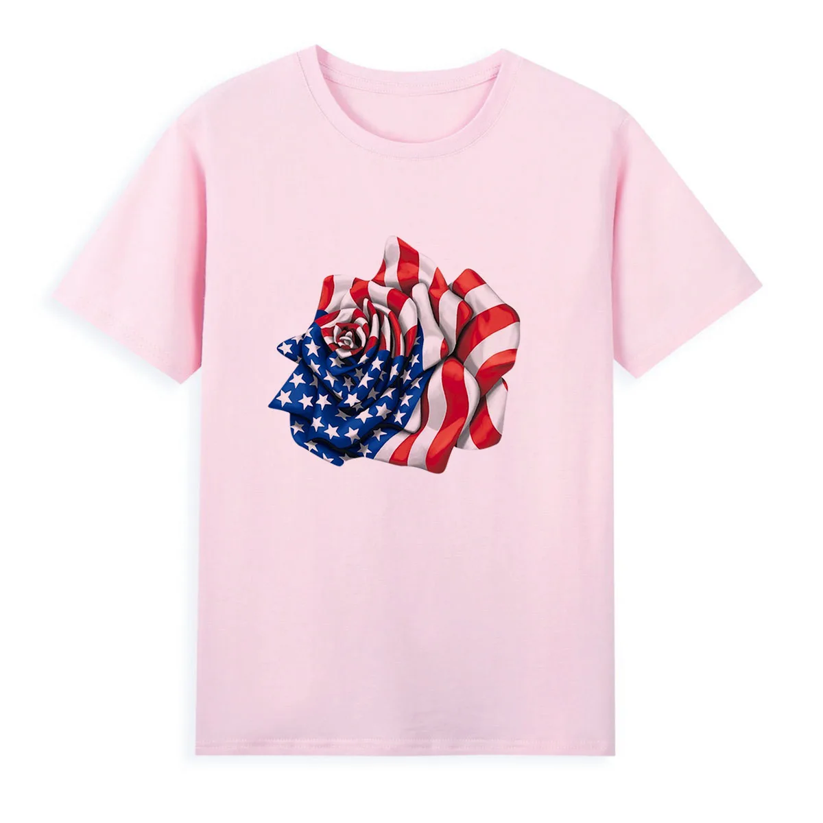 US Flag Printed T-shirt Summer Short Sleeve Top Female Casual Tees Cheap Women's Clothing A0140