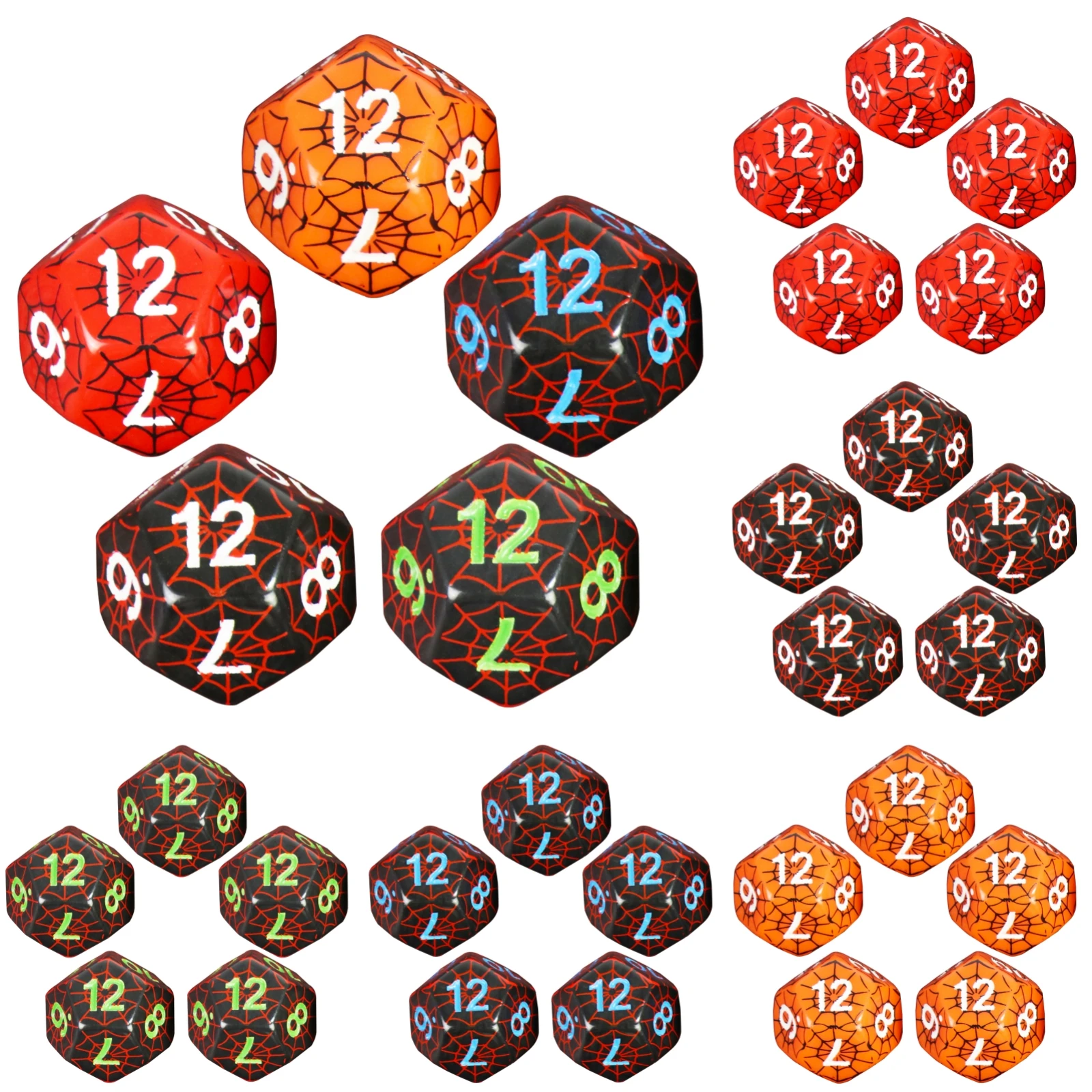

5 шт. D12 игральные кости с уникальным рисунком паутины для настольной игры, ролевая игра, идеальный подарок для DND Player