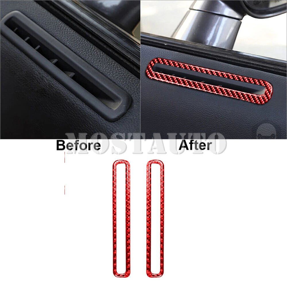 For Dodge Challenger Soft Carbon Fiber Interior Car Door Air Vent Outlet Cover Trim 2015-2021 2pcs （2 Color）