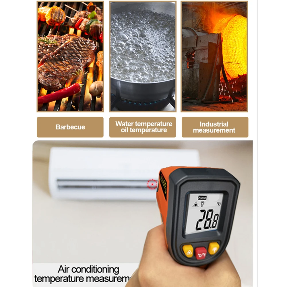 Digital Infrared Thermometer IR Laser Temperature Sensor Gun LCD Screen Humidity Meter Pyrometer Digital Thermometer Hygrometer