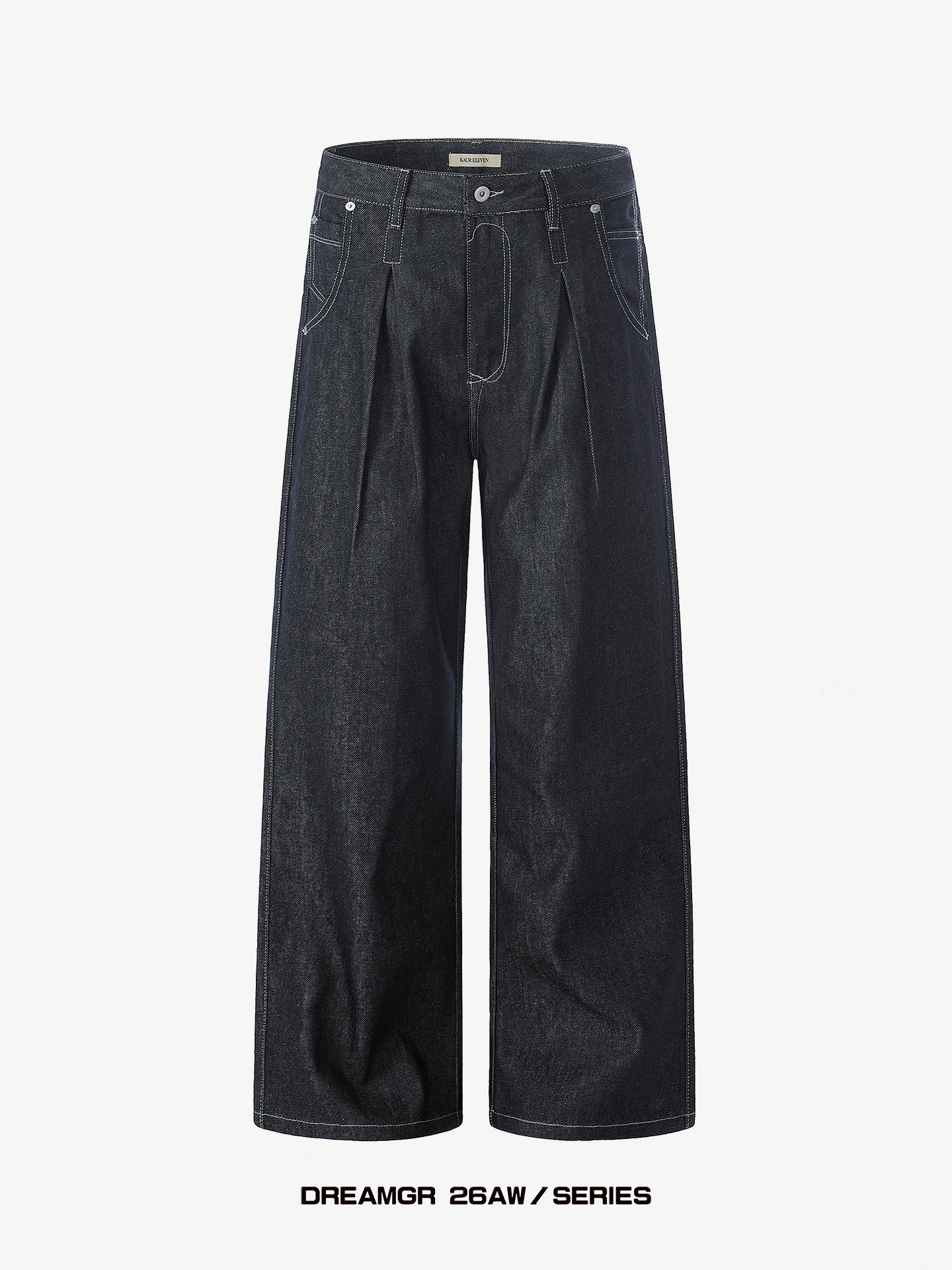 

American Retro Denim Blue Original Jeans Men's Kendo Double Fold 3 Oz A-Line Straight Loose Long Pants Youth Casual Wear