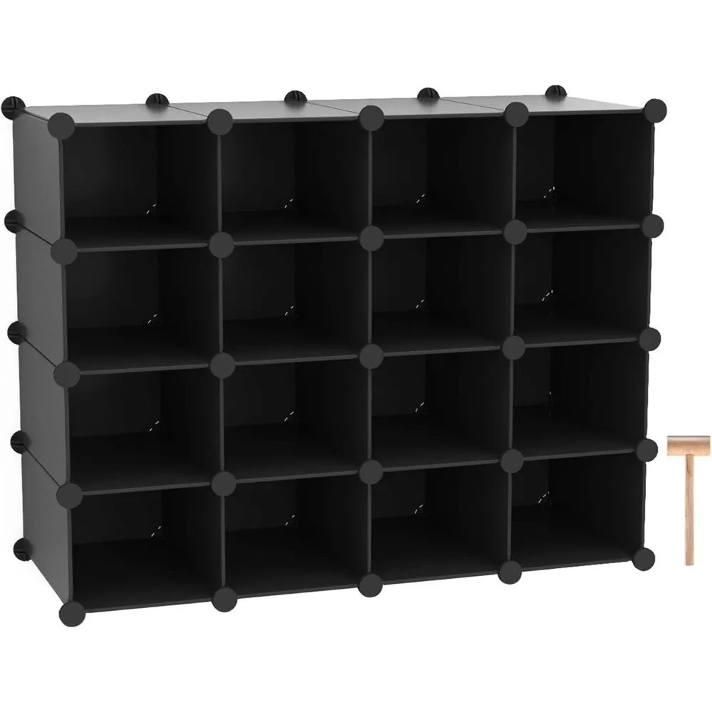 

Plastic Shoe Rack, Modular Shoes Storage Stand, Multifunction Closet Cabinet, Stackable Shoe