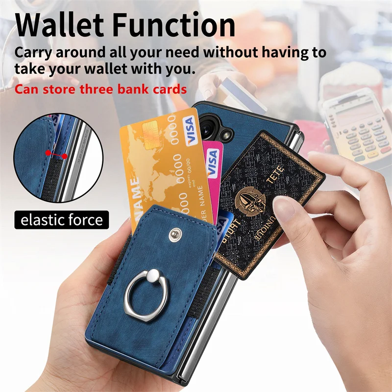 For Samsung Z Fold 6 5 5G 2024 Luxury Case Leather Card Ring Stand Funda For Samsung Galaxy Z Fold6 5 4 Back Cover Z Fold 6 Etui image 3