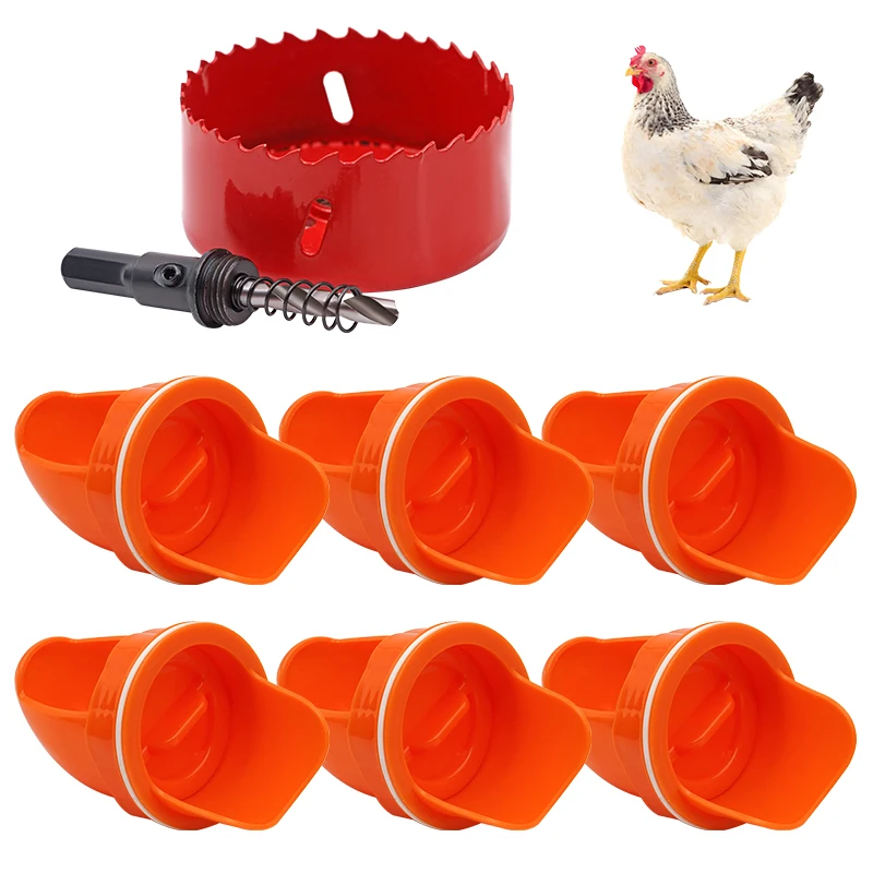 Chicken Water Feeder Poultry Feeding Kit Supplies DIY Rain Proof Poultry Feeder Port Gravity Feed Kit For Buckets Barrels Bins