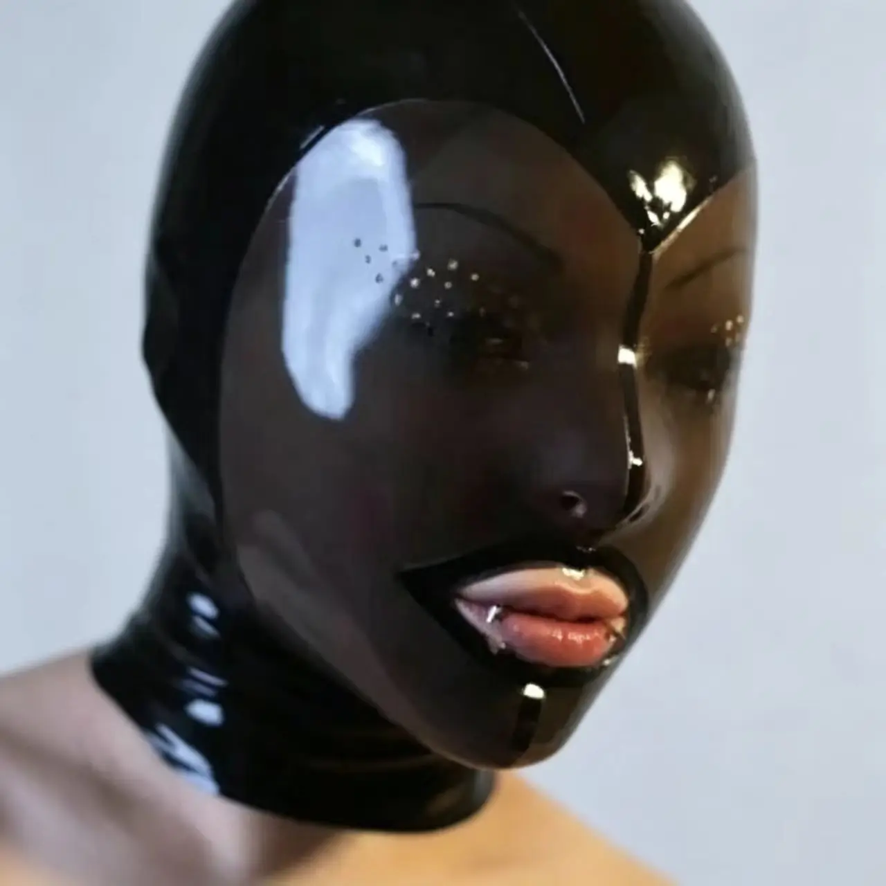 Custom Handmade Latex Hoods Mask with Mesh Small Holes for Eyes And Mouth Open Cosplay Mask for Men And Women