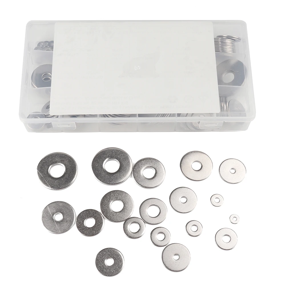

165pcs Washer M5 M8 M10 Plain Flat Gasket Ring Flat Gasket Ring Corrosion Resistant M5 M8 M10 Washer Hardware