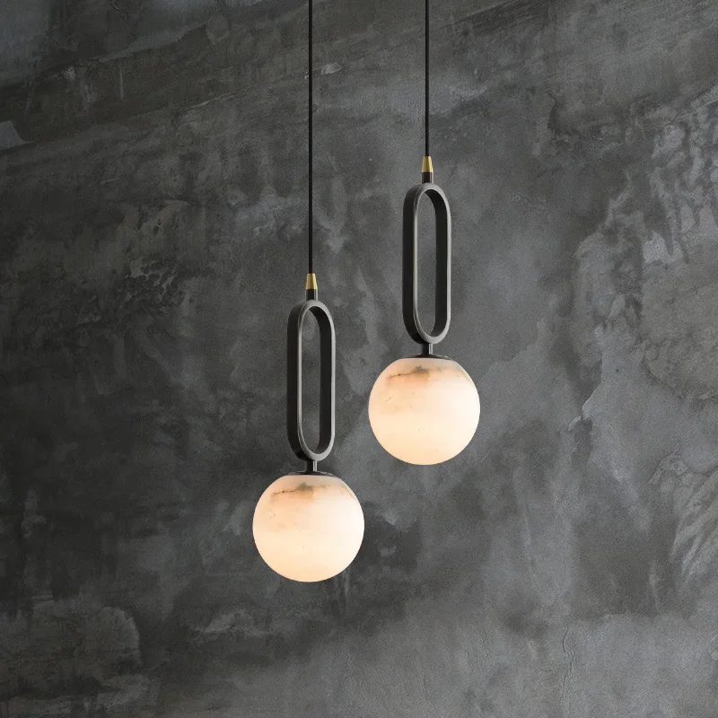 

Modern naturally Marble Simple Design Copper LED Ceiling Pendant Lighting,Lustre Luminaire Lampen Decoration Home for Bedroom
