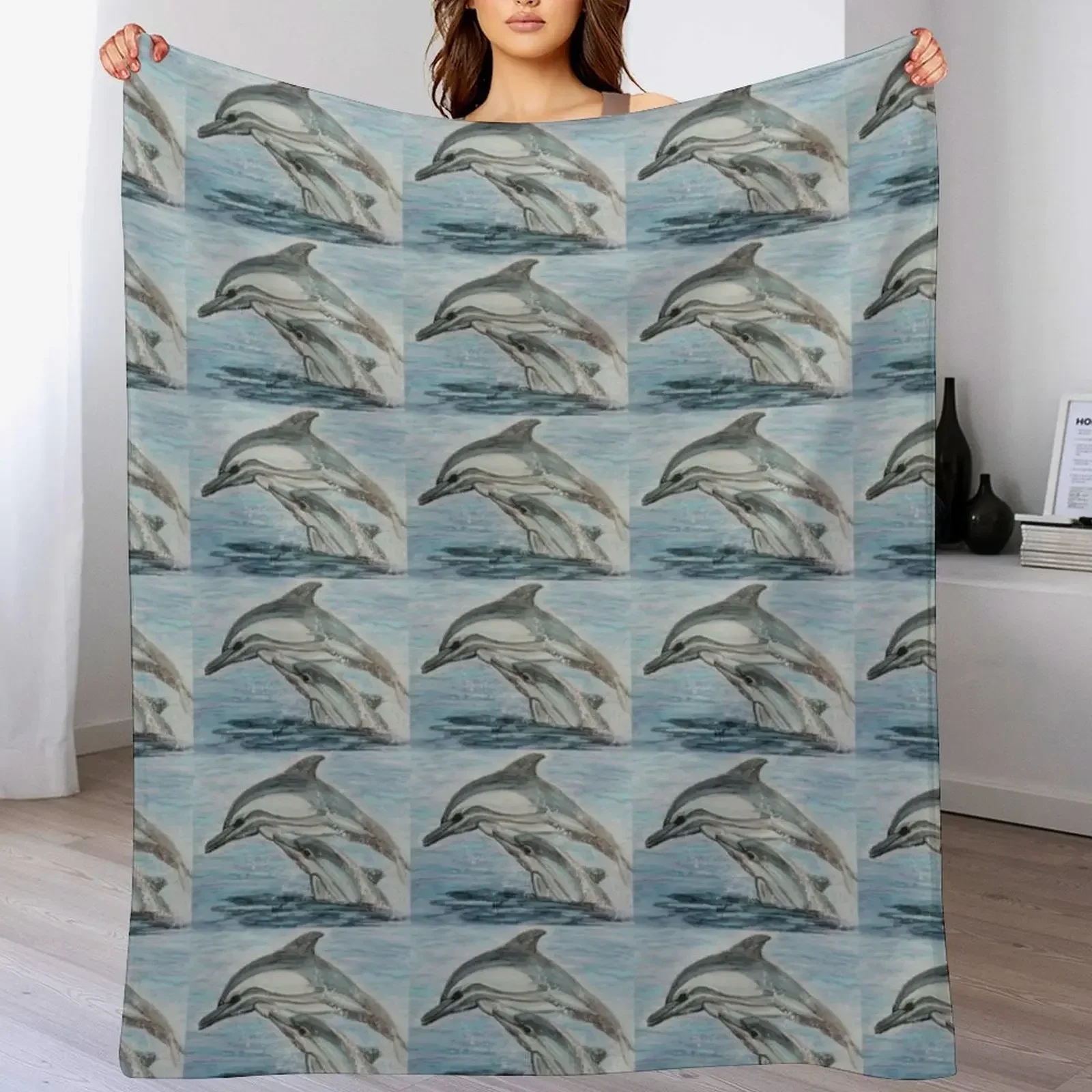 Dolphin Leap Lessons Throw Blanket Vintage Picnic sofa bed Blankets