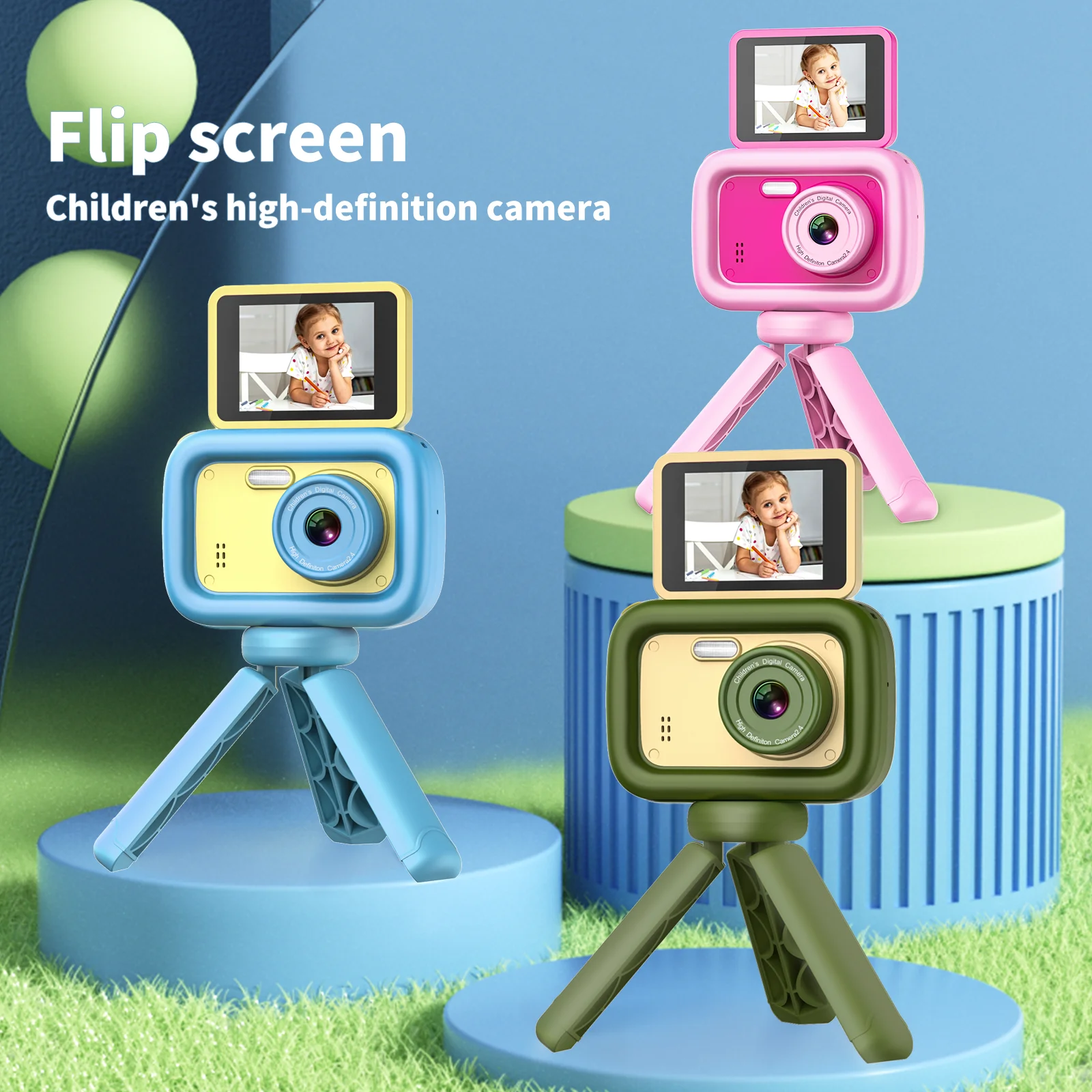 

Children Camera 1080P HD Toddler Digital Video Camera 2.4-inch Kids Camera with Silicone Cases Toys for Christmas Birthday Gifts