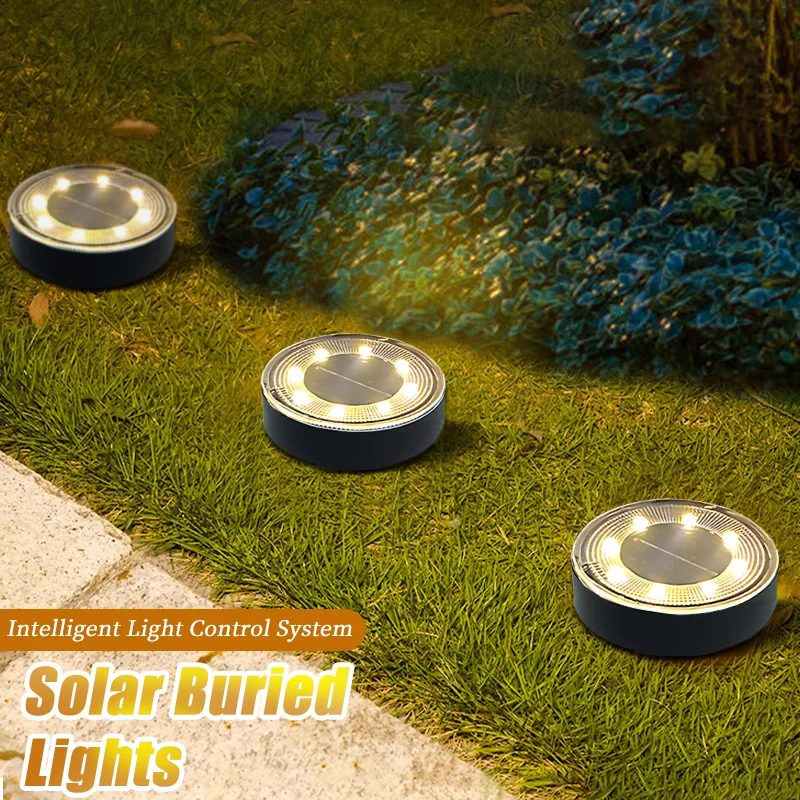 LED Outdoor Solar Power Ground Light, impermeável luz subterrânea, controle de iluminação, Path Deck Lights, Quintal Lawn Decoração Lamp