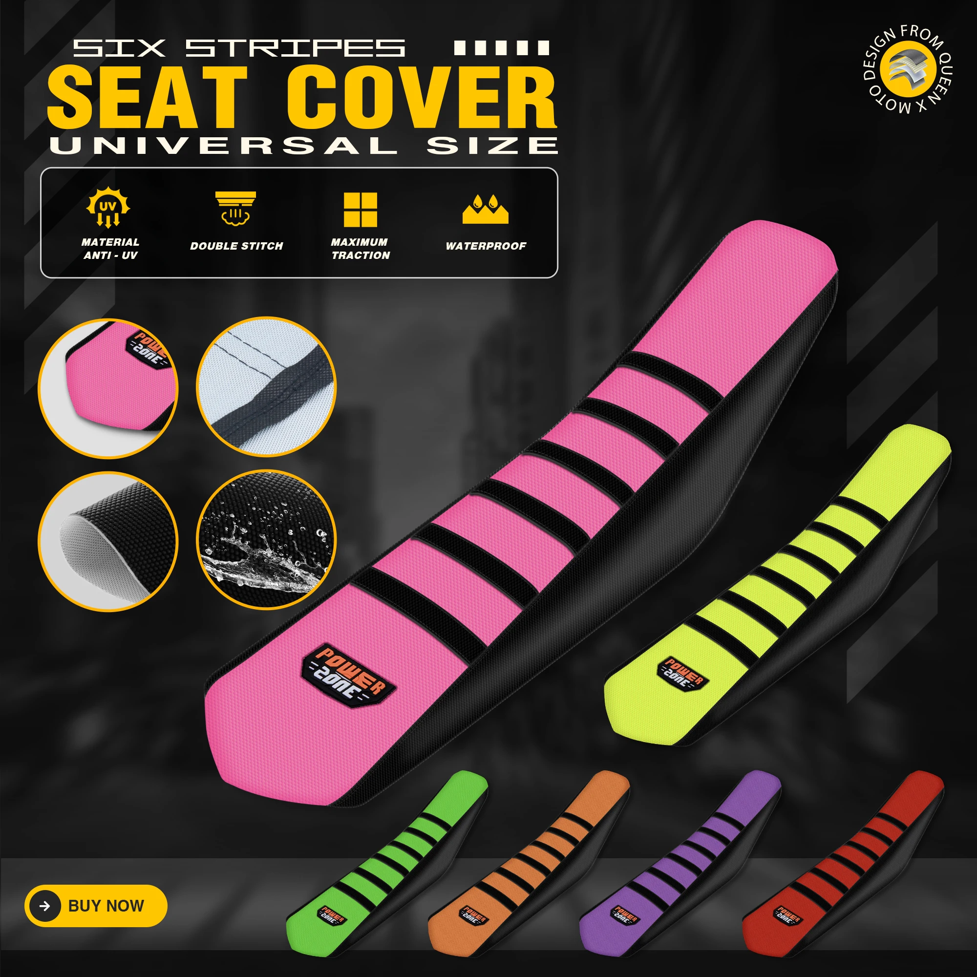 Queen X Ribbed Skin Anti-Slip Motorcycle Dirt Seat Seat Cushion Covers For KX KXF WRF SX EXC CRF TE Rubber Gripper Waterproof