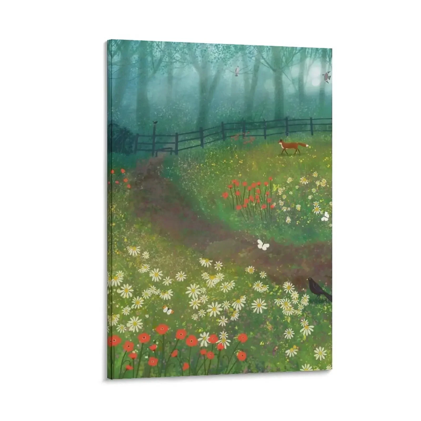 

Meadow by Misty Wood Canvas Painting paintings wall decor Paintings for bedroom cute room decor