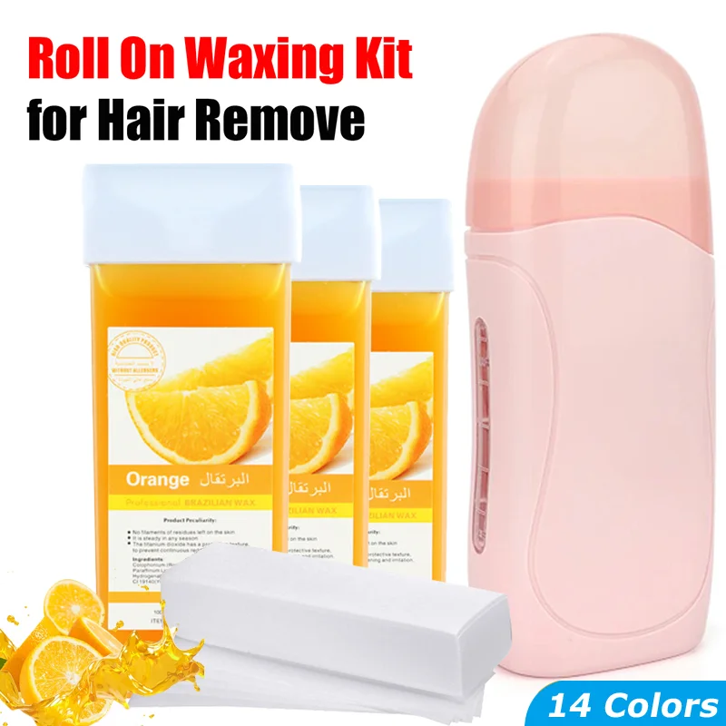 2024 New Unisex Roller Wax Depilatory Wax Heater kit Face Body Hair Epilator Roll on Wax Heating Machine