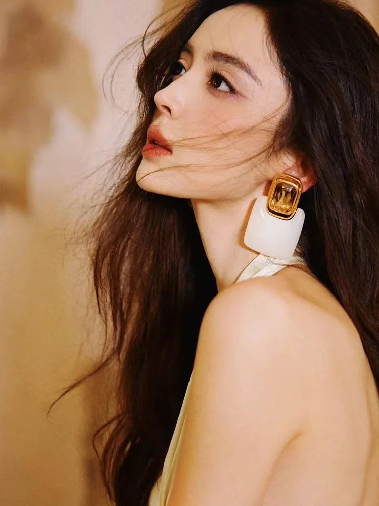 Europe America Geometric Crystal Top Quality Earrings Women Designer Luxury Jewelry Trend