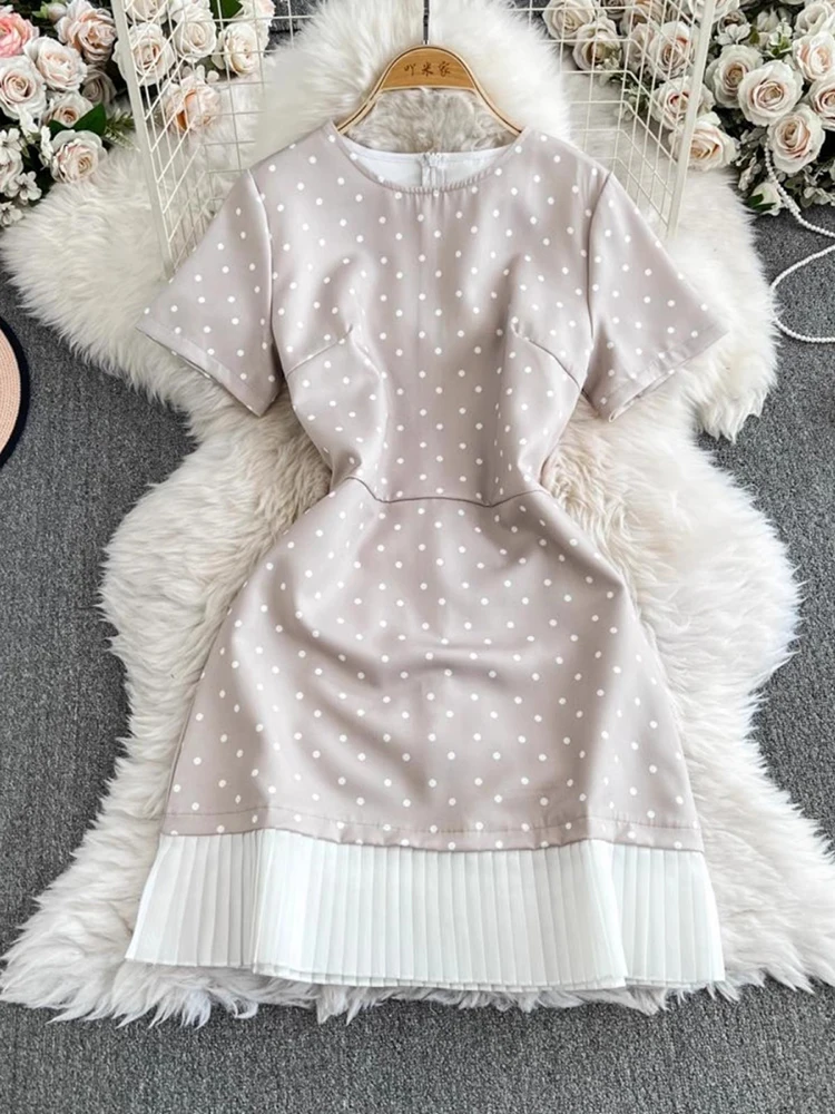 Mulheres mini vestido de verão moda feminina vintage bolinhas impressão festa vestidos pretos 2025 verão manga curta dot vestido casual