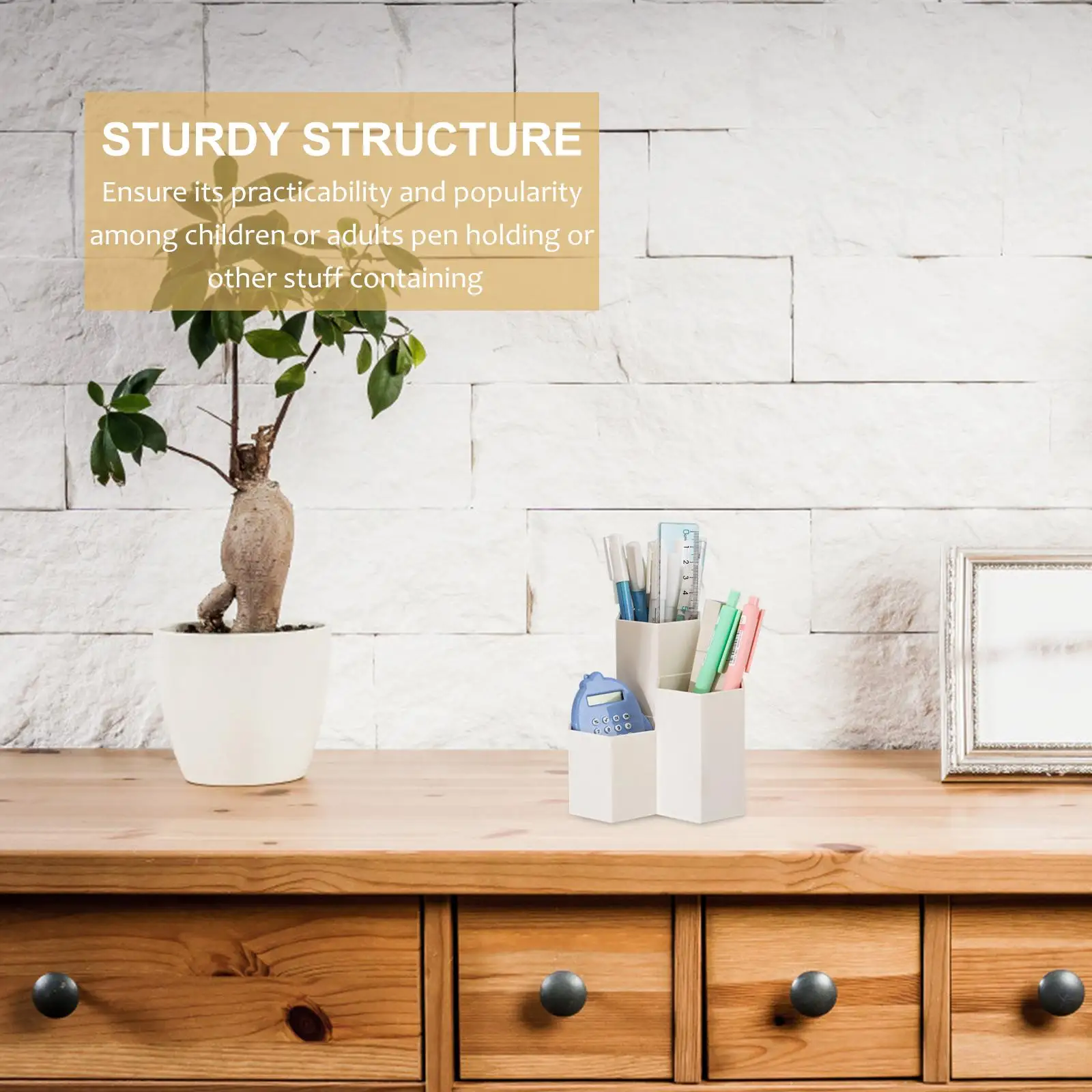 Desk Pen Holder Storage Organizing Stationery Organizer Hexagonal Container Pencil Pot Desktop