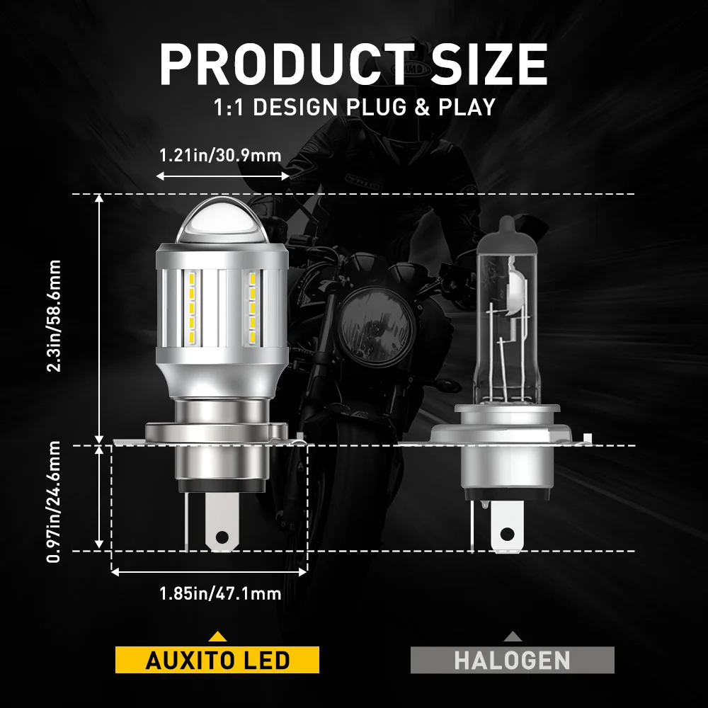 AUXITO 1PC H4 Motorcycle LED Headlight Bulbs 9003 High Low Beam Headlamp For Car Moto Scooter Honda Suzuki Yamaha Fog Lamp