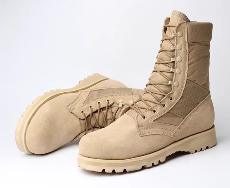 Stivali da combattimento da uomo e da donna Stivali da deserto alti in vera pelle realizzati in vera pelle