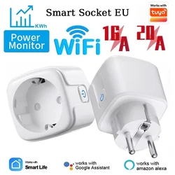 Smart Plug WiFi Socket EU 16A/20A With Power Monitor Timing Function Tuya Smart Life APP Control Works With Alexa Google Home