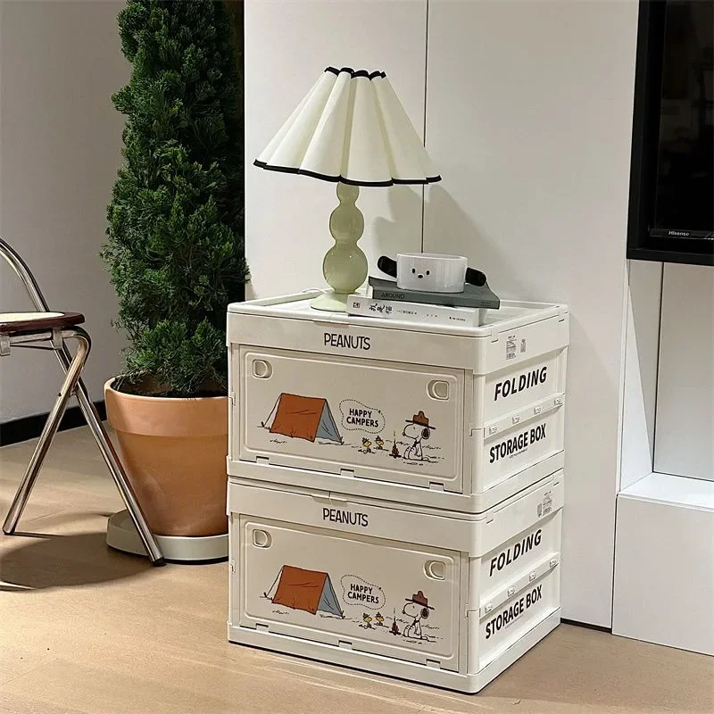 

Snoopy animation peripheral cartoon pattern camping picnic wooden lid storage box car trunk foldable storage box wholesale