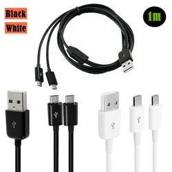 Nowy łatwe do przenoszenia 20cm USB męski do 2x micro Y Splitter kabel do dwóch telefonów podwójny kabel micro usb