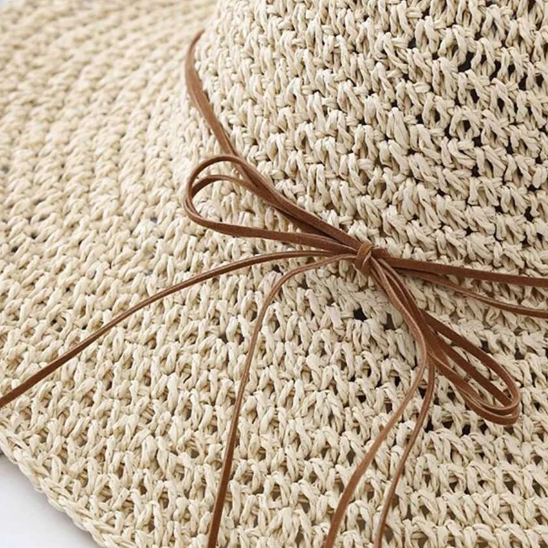 Summer Beach Korean Straw Hat for Women Visor Bucket Hat Hand Weaving Panama Girl Fishing Chapeau Sun Hats for Women