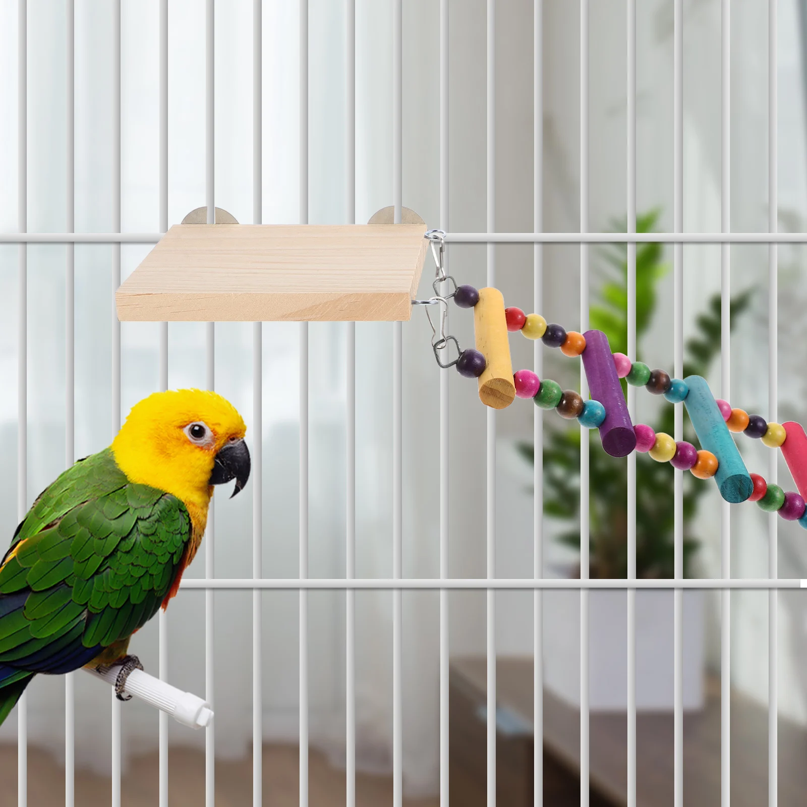 

Parrot Swing Bird Cage Ladder Toy Climbing Step Hanging Ladders for Parakeets Training Wood Perch St Small Pet Houses